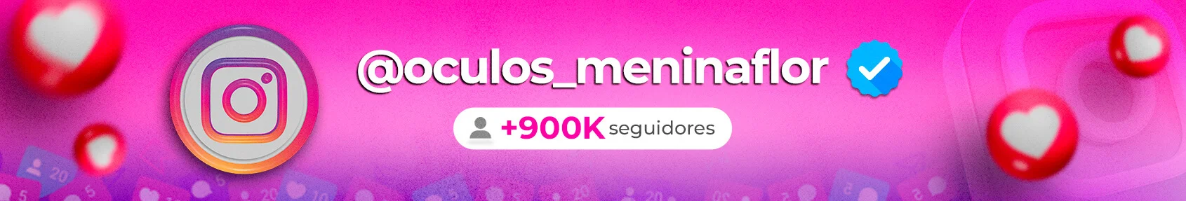 Banner com o icone do instgram e um fundo rosa