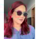 Armação de óculos de grau - Adriana 3 pontos cod 6025 - dourado haste detalhe azul claro clip on azul claro C6