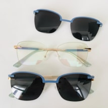 Armação de óculos de grau - Adriana 3 pontos cod 6025 - dourado haste detalhe azul forte clip on azul forte c7