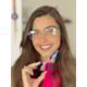 Armação de óculos de grau - Adriana 3 pontos cod 6025 - dourado haste detalhe azul forte clip on azul forte c7