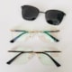 Armação de óculos de grau - Adriana 3 pontos cod 6025 - dourado haste detalhe preto clip on preto C1