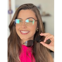 Armação de óculos de grau - Adriana 3 pontos cod 6025 - dourado haste detalhe preto clip on preto C1