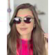 Armação de óculos de grau - Adriana 3 pontos cod 6025 - dourado haste detalhe preto clip on preto C1