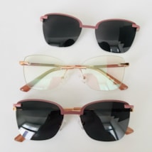 Armação de óculos de grau - Adriana 3 pontos cod 6025 - Rose gold haste detalhe lilás clip on lilás C5