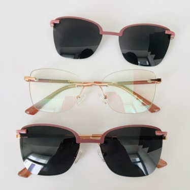 Armação de óculos de grau - Adriana 3 pontos cod 6025 - Rose gold haste detalhe lilás clip on lilás C5