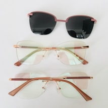Armação de óculos de grau - Adriana 3 pontos cod 6025 - Rose gold haste detalhe lilás clip on lilás C5
