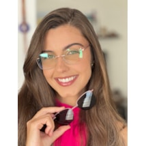 Armação de óculos de grau - Adriana 3 pontos cod 6025 - Rose gold haste detalhe lilás clip on lilás C5