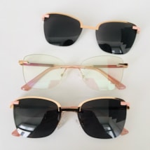 Armação de óculos de grau - Adriana 3 pontos cod 6025 - Rose gold haste detalhe lilás clip on rose gold c3