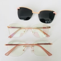 Armação de óculos de grau - Adriana 3 pontos cod 6025 - Rose gold haste detalhe lilás clip on rose gold c3