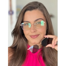 Armação de óculos de grau - Adriana 3 pontos cod 6025 - Rose gold haste detalhe lilás clip on rose gold c3