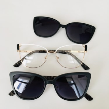 Armação de óculos de grau - Afrodite 0193 - branco com dourado detalhe preto c9 clip on preto