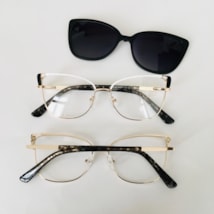 Armação de óculos de grau - Afrodite 0193 - branco com dourado detalhe preto c9 clip on preto