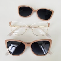 Armação de óculos de grau - Afrodite 0193 - branco com dourado detalhe rosé c5 clip on rose
