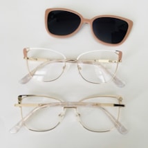 Armação de óculos de grau - Afrodite 0193 - branco com dourado detalhe rosé c5 clip on rose