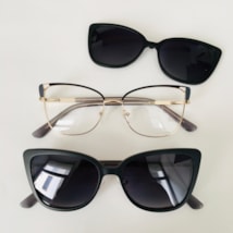 Armação de óculos de grau - Afrodite 0193 - preto com dourado detalhe cinza clip on preto C1