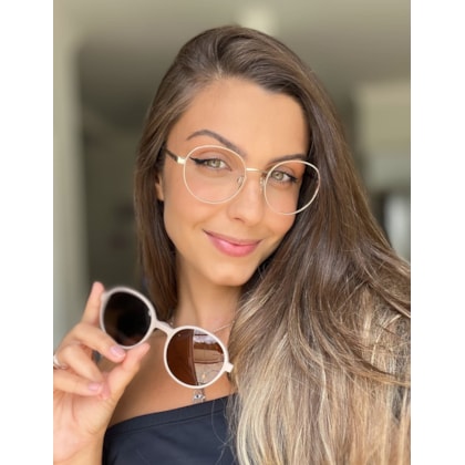 Armação de óculos de grau - Aloha New 0173 - nude clip on nude lente marrom C8