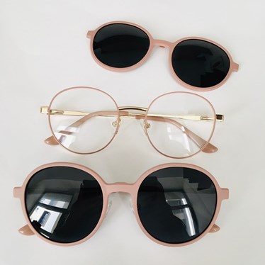 Armação de óculos de grau - Aloha New 0173 - rose com dourado clip on nude lentes pretas C4