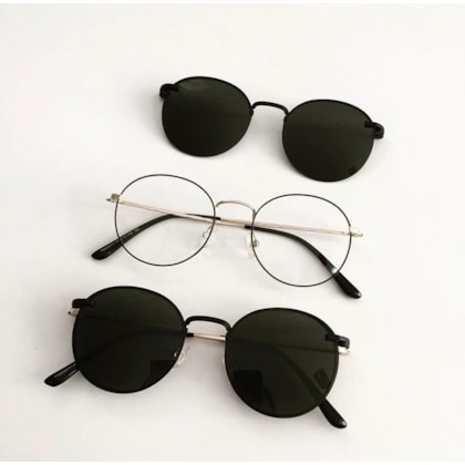 Armação de óculos de grau - Aloha - Preto com dourado lente preta Armação de óculos de grau - Aloha - Preto com dourado lente preta