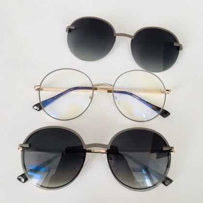 Armação de óculos de grau - Aloha two 80105 - cinza com dourado C6 Armação de óculos de grau - Aloha two 80105 - cinza com dourado C6