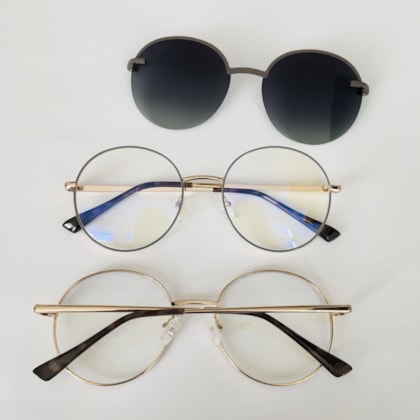 Armação de óculos de grau - Aloha two 80105 - cinza com dourado C6