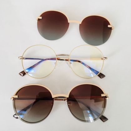 Armação de óculos de grau - Aloha two 80105 - creme com dourado C2 Armação de óculos de grau - Aloha two 80105 - creme com dourado C2