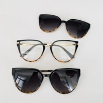 Armação de óculos de grau - Anelise 95318 - preto com animal print C2 Armação de óculos de grau - Anelise 95318 - preto com animal print C2