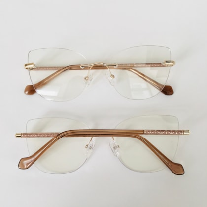 Armação de óculos de grau - Angelina 3 pontos cod 5153 - dourado haste dourado transparente C8 Armação de óculos de grau - Angelina 3 pontos cod 5153 - dourado haste dourado transparente C8