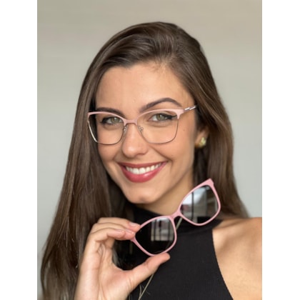 Armação de óculos de grau - Antonella 0232 - rose ponteira animal print rosado clip on rosa C5