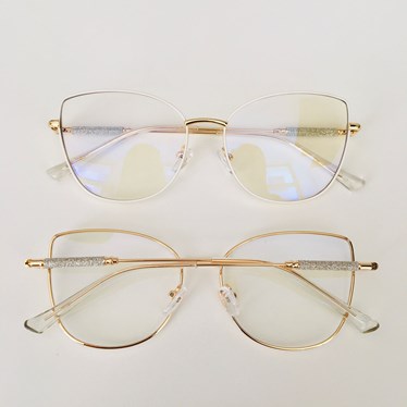 Armação de óculos de grau - Aurora brilho 95761 - branco com dourado C1