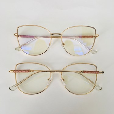 Armação de óculos de grau - Aurora brilho 95761 - dourado ponteira transparente C7/C1