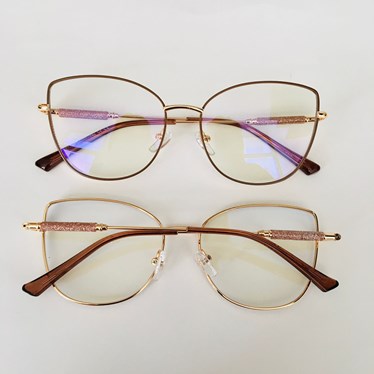 Armação de óculos de grau - Aurora brilho 95761 - nude chocolate com dourado C4