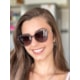 Armação de óculos de grau - Aurora shine 2 em 1 cod 0254 - dourado ponteira animal print clip on marrom C2