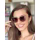 Armação de óculos de grau - Aurora shine 2 em 1 cod 0254 - dourado ponteira rose clip on dourado transparente C6