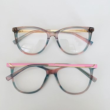 Armação de óculos de grau - Beatriz 3029 - furta cor rosa com azul glow C1