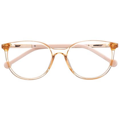 Armação de óculos de grau - Bee 10069 - Dourado transparente com haste marrom C5