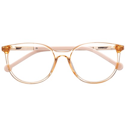 Armação de óculos de grau - Bee 10069 - Dourado transparente com haste marrom C5 Armação de óculos de grau - Bee 10069 - Dourado transparente com haste marrom C5