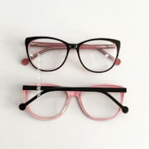 Armação de óculos de grau - Bruninha 10051 - Preto fundo rosa Armação de óculos de grau - Bruninha 10051 - Preto fundo rosa