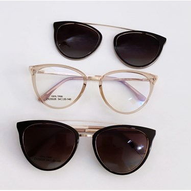 Armação de óculos de grau - Cathe 25026 - Dourado Transparente lente marrom C5