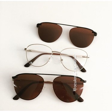 Armação de óculos de grau - Charlote 2.0 - Dourado lente marrom