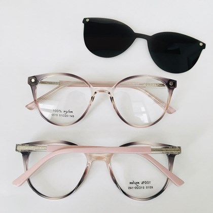 Armação de óculos de grau - Cibelle 6515 -  Furta Cor lilás haste rose C8