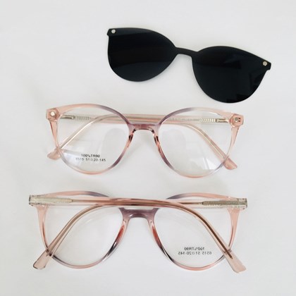 Armação de óculos de grau - Cibelle 6515 - furta cor rose com cinza C4
