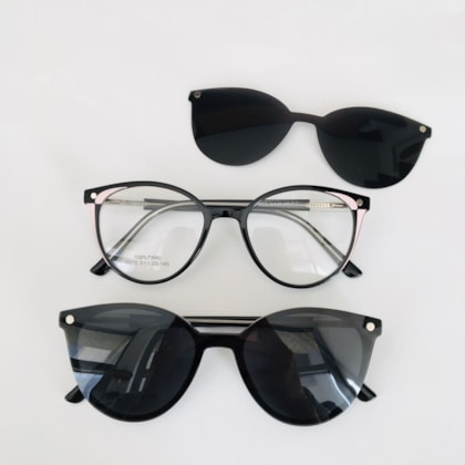Armação de óculos de grau - Cibelle 6515 - preto com detalhe Rose C1 Armação de óculos de grau - Cibelle 6515 - preto com detalhe Rose C1