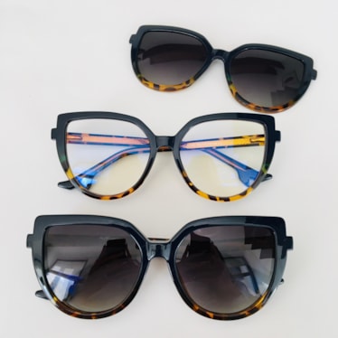 Armação de óculos de grau - Cindy sapatinho 81585 - azul com degradê animal print C6