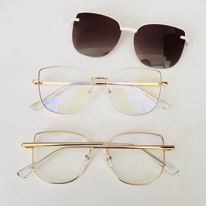 Armação de óculos de grau - Dafini 95816 - branco com dourado C1
