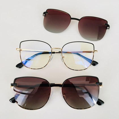 Armação de óculos de grau - Dafini 95816 - preto com animal print C10