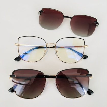 Armação de óculos de grau - Dafini 95816 - preto com animal print C10 Armação de óculos de grau - Dafini 95816 - preto com animal print C10