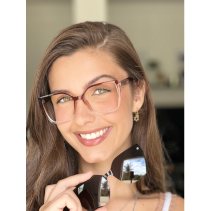 Armação de óculos de grau - Daiane 8009 - marrom transparência C2 Armação de óculos de grau - Daiane 8009 - marrom transparência C2