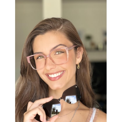 Armação de óculos de grau - Daiane 8009  - nude com transparente C3