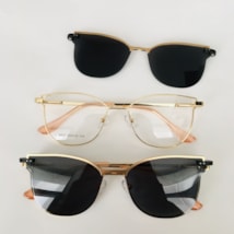 Armação de óculos de grau - Deusiane 2 em 1 cod 6527 - dourado C4 clip on detalhe dourado Armação de óculos de grau - Deusiane 2 em 1 cod 6527 - dourado C4 clip on detalhe dourado