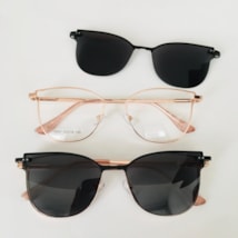 Armação de óculos de grau - Deusiane 2 em 1 cod 6527 - rose gold clip on preto Armação de óculos de grau - Deusiane 2 em 1 cod 6527 - rose gold clip on preto
